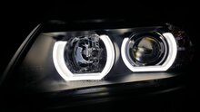 BMW 3 serie E90 en E91 angel eyes koplampen wit LED DTM style model 2005 - 2011