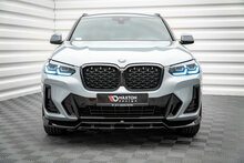 Frontsplitter glanzend zwart versie 1 passend voor de BMW X4 G02 LCI met M pakket voorbumper Maxton Design