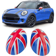 Spiegelkappen Union Jack blauw/wit/rood passend voor Mini F54, F55, F56 en F57 model 2013 - 2018