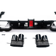 Glanzend zwarte diffuser met sierstukken passend voor BMW 3 serie G20 en G21 model 2019 - 2022 met M pakket achterbumper