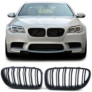 Dubbelspijls grillen hoogglans zwart passend voor BMW 5 serie F10 en F11