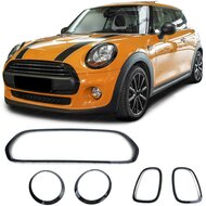 Glanzend zwarte covers koplampen, achterlichten en gril passend voor Mini F55, F56 en F57