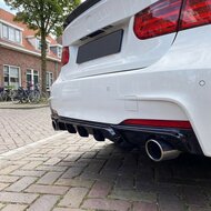 Performance look diffuser glanzend zwart 335i en 340i passend voor BMW 3 serie F30 en F31 met M pakket achterbumper