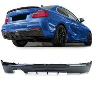 Performance look diffuser glanzend zwart uitlaat links passend voor BMW 2 serie F22 en F23 met M pakket achterbumper