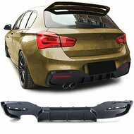 Performance look diffuser glanzend zwart uitlaat links passend voor BMW 1 serie F20 LCI en F21 LCI