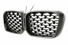 Glanzend zwarte grill diamond met LED verlichting passend voor BMW X3 G01 LCI en X4 G02 LCI