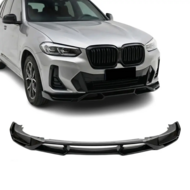 Glanzend zwarte frontlip passend voor BMW X3 G01 LCI en X4 G02 LCI met M pakket voorbumper model 2021 - 2025 