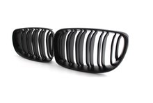 Glanzend zwarte grillen dubbelspijls passend voor BMW 1 serie E81, E82, E87 LCI en E88