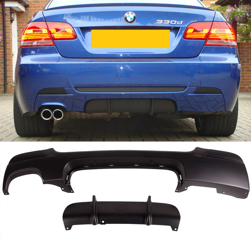 Diffuser performance look mat zwart uitlaat links passend voor BMW 3 serie E92 en E93 met M pakket achterbumper