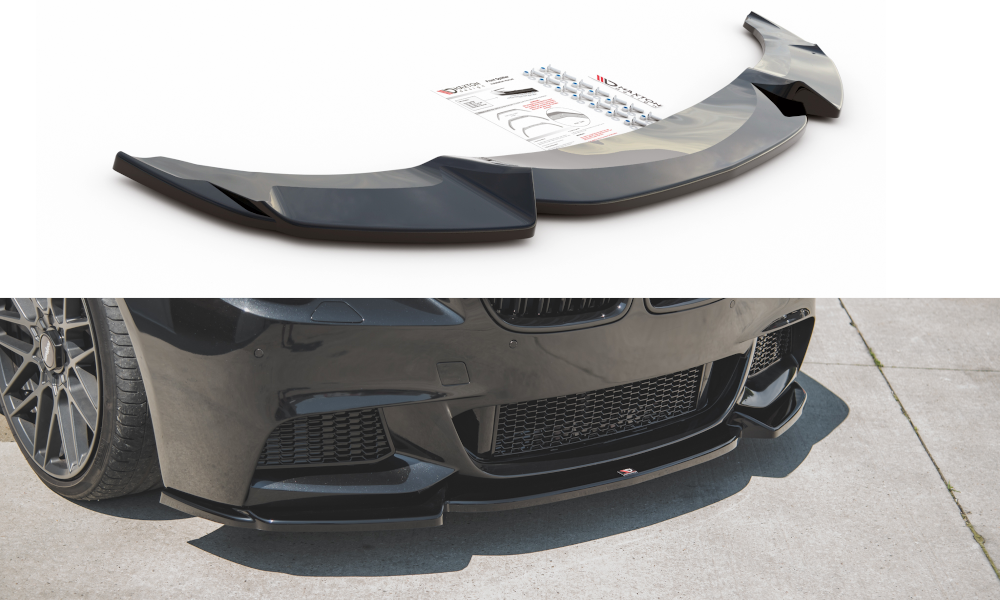 Glanzend zwarte frontspoiler versie 3 passend voor BMW 5 serie F10 en F11 met M pakket voorbumper Maxton Design