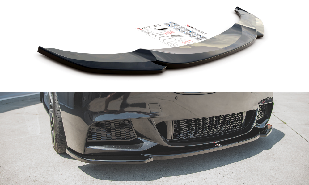 Glanzend zwarte frontspoiler versie 4 passend voor BMW 5 serie F10 en F11 met M pakket voorbumper Maxton Design