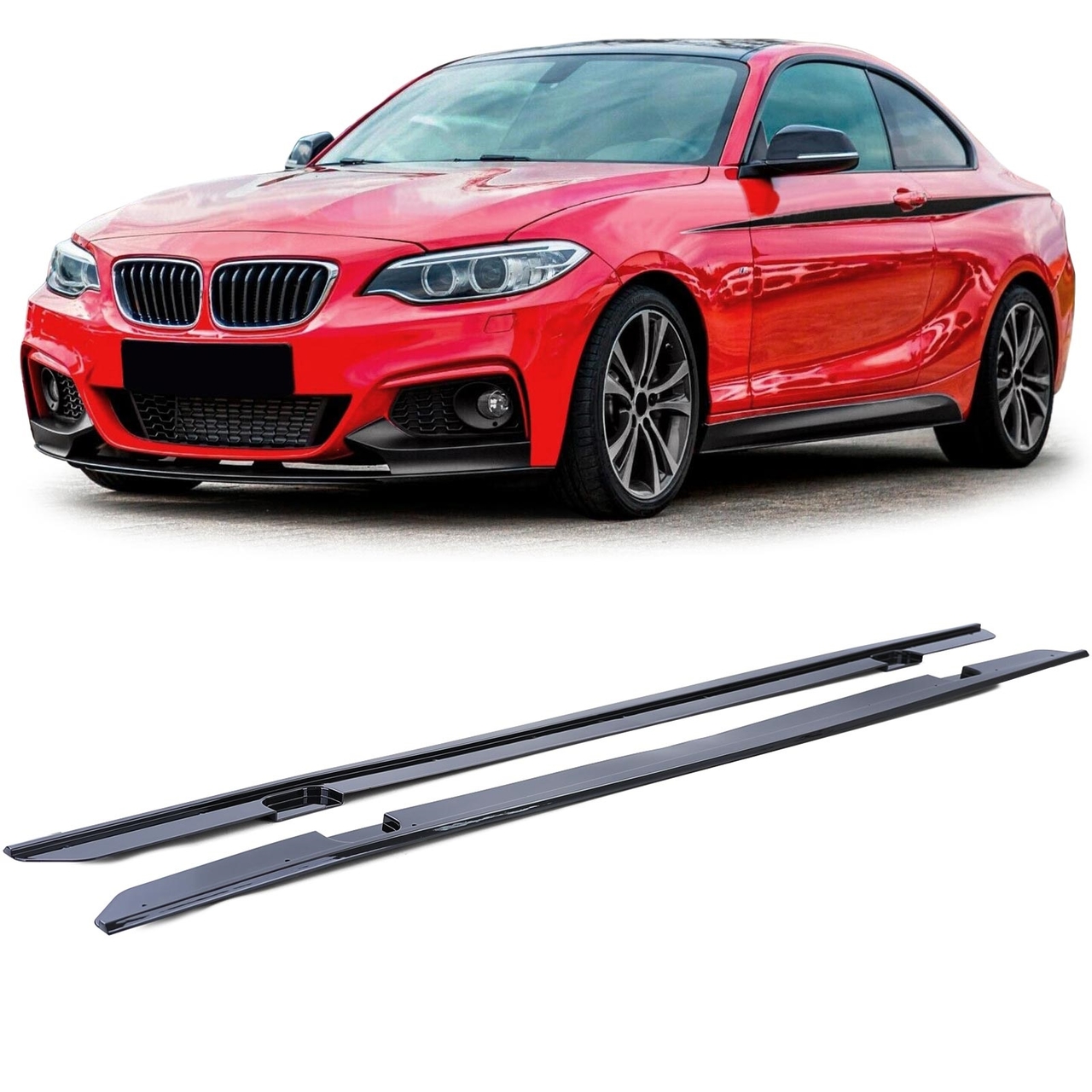 Sideskirts aanzet glanzend zwart passend voor BMW 2 serie F22 en F23