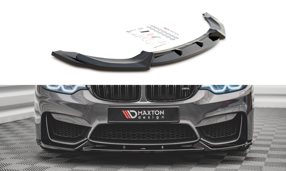 Frontsplitter glanzend zwart passend voor BMW F80 F82 F83 M3 M4 Maxton Design