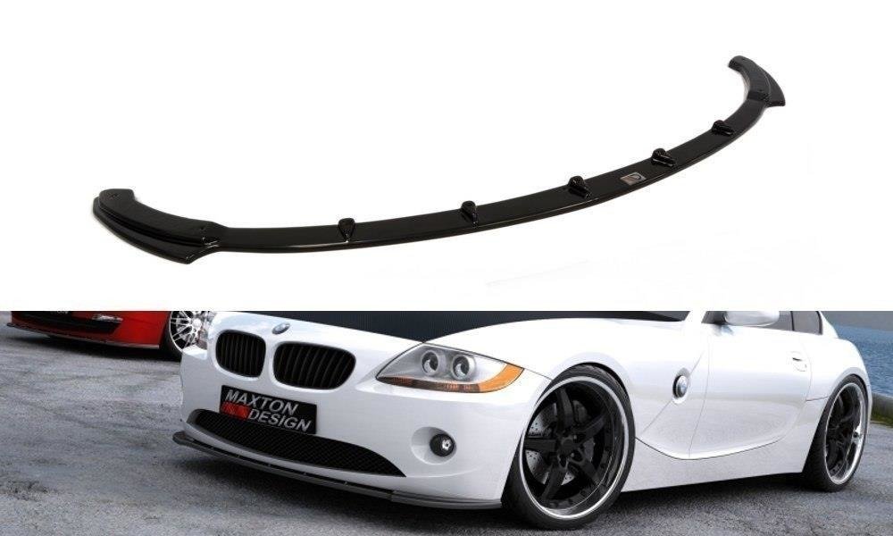 Frontspoiler glanzend zwart met vinnen passend voor BMW Z4 E85 met standaard voorbumper model 2003 - 2006 Maxton Design