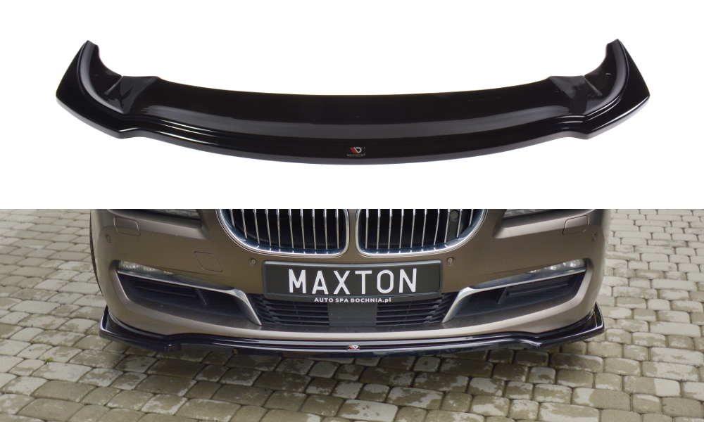 Glanzend zwarte frontspoiler passend voor BMW 6 serie F06 Gran Coupe met standaard voorbumper Maxton Design