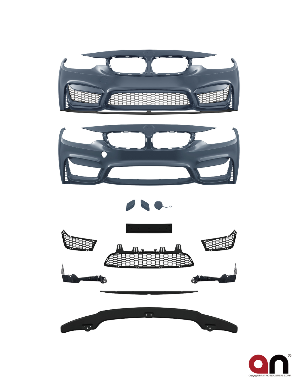AN Premium voorbumper EVO look met frontlip passend voor BMW 4 serie F32, F33 en F36
