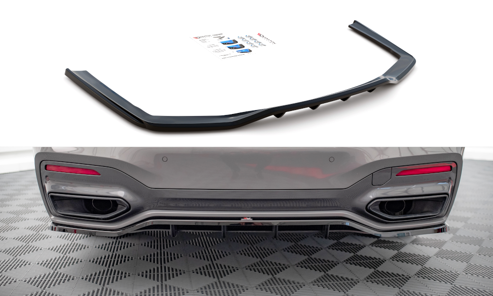 Splitter diffuser glanzend zwart passend voor BMW 7 serie G11 LCI model 2019 - 2023 met M pakket achterbumper Maxton Design
