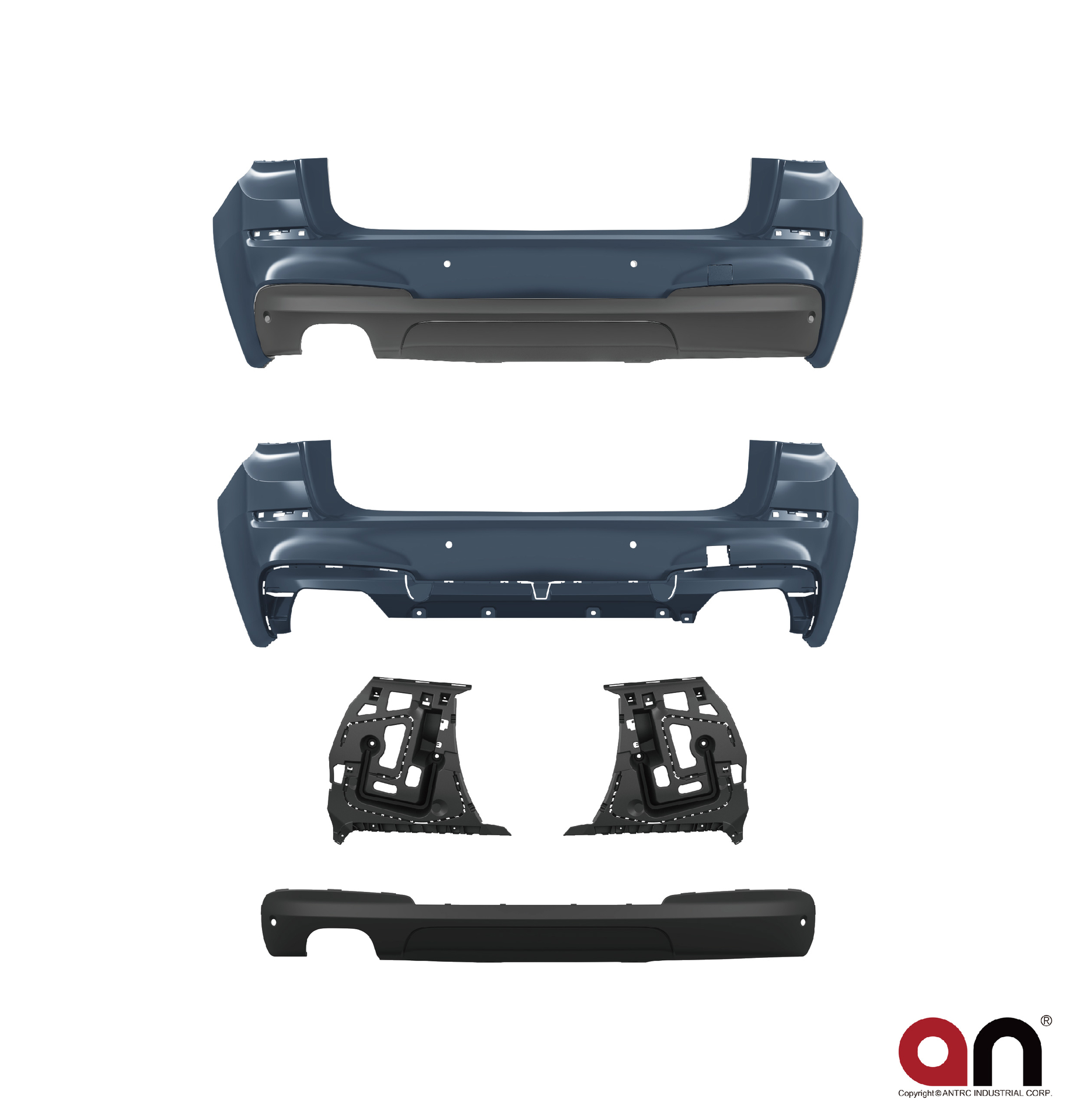AN Premium achterbumper sportlook met diffusor uitlaat links passend voor BMW 5 serie F07 GT