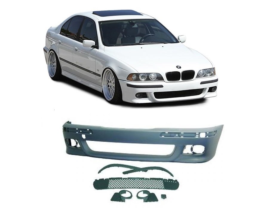 Sportlook voorbumper met pdc en met koplampreiniging passend voor BMW 5 serie E39 sedan en touring