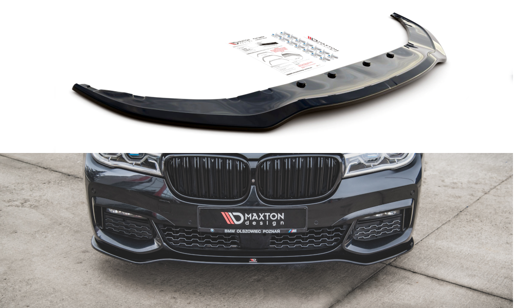 Frontsplitter V1 glanzend zwart passend voor BMW 7 serie G11 met M pakket voorbumper Maxton Design