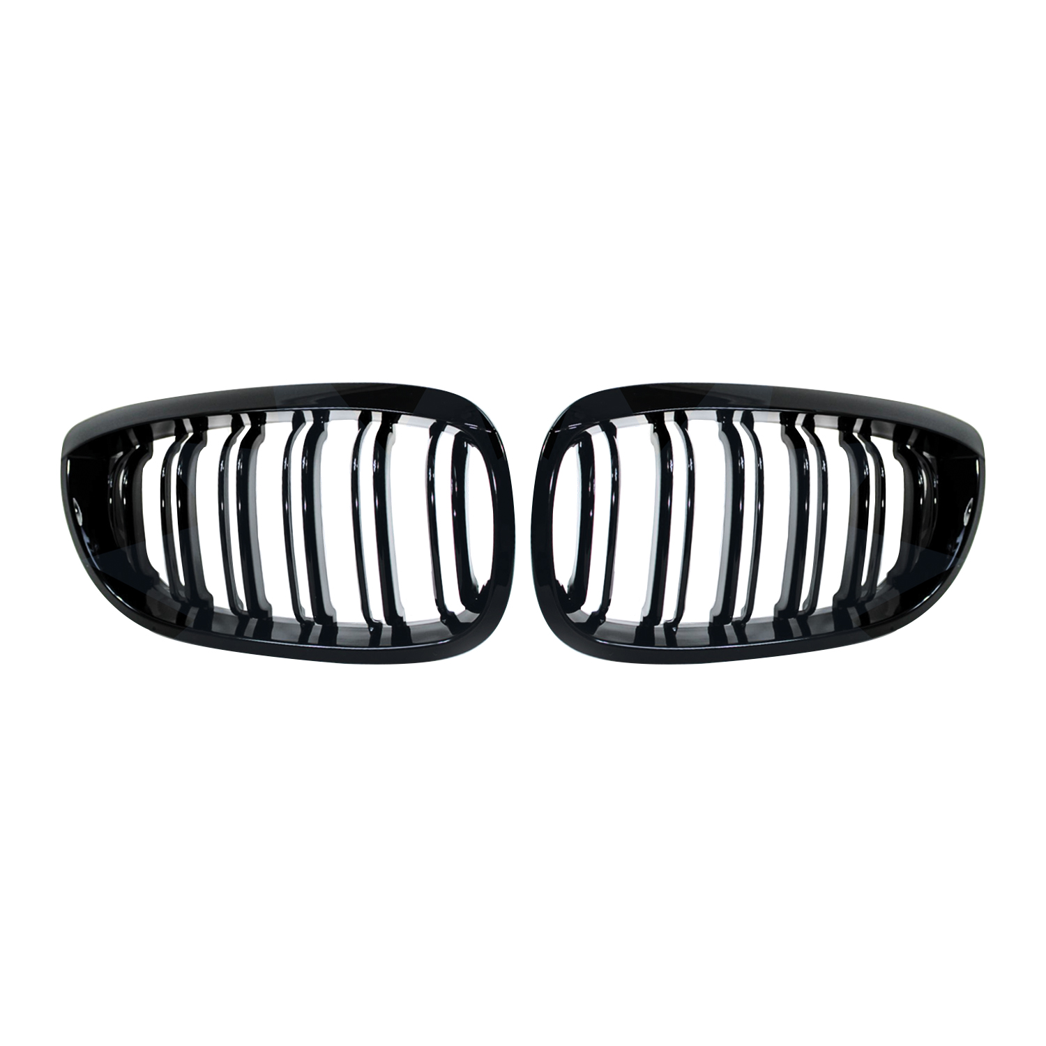 Grillen dubbelspijls glanzend zwart passend voor BMW 3 serie E46 coupe en cabrio facelift model 2003 - 2006