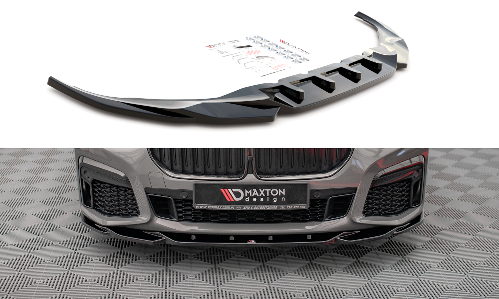 Frontsplitter glanzend zwart V2 passend voor BMW 7 serie G11 LCI model vanaf 2019 met M pakket voorbumper