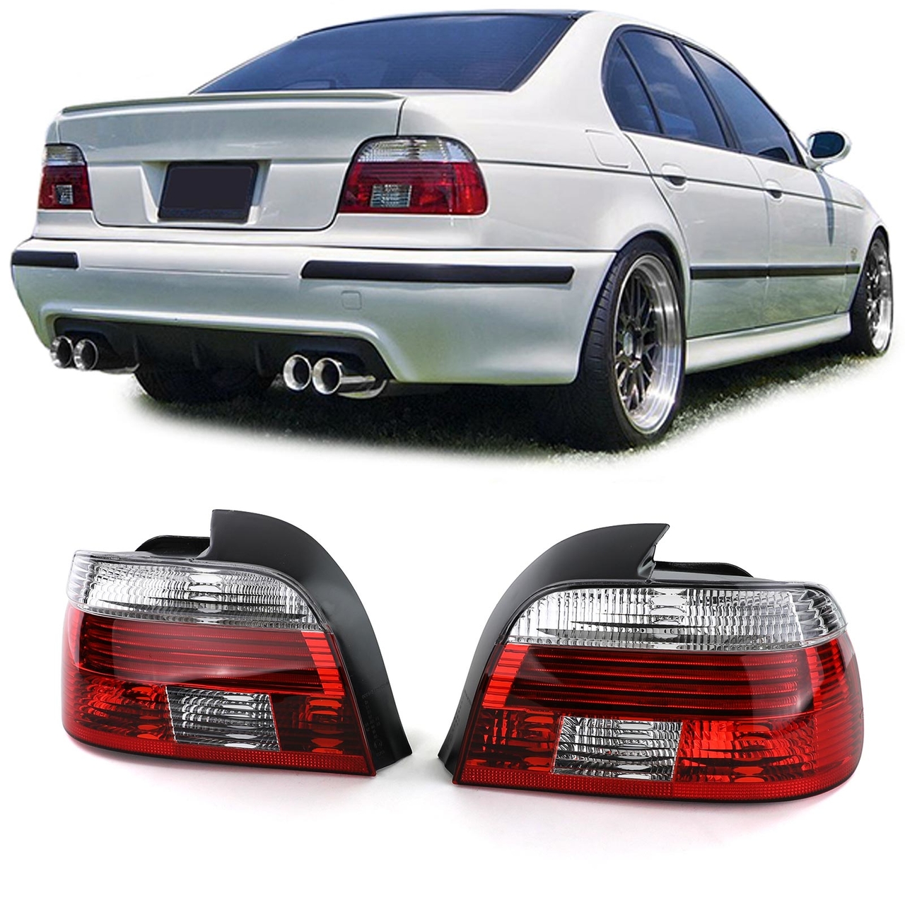 Achterlichten rood / wit passend voor BMW 5 serie E39 model 2000 - 2003