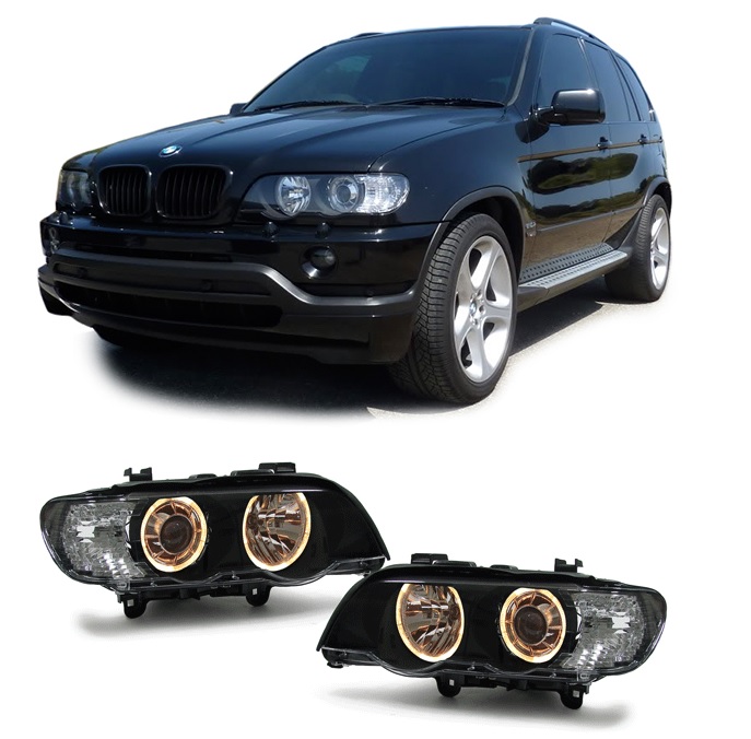 Angel eyes koplampen passend voor BMW X5 E53 met xenon model 1999 - 2003
