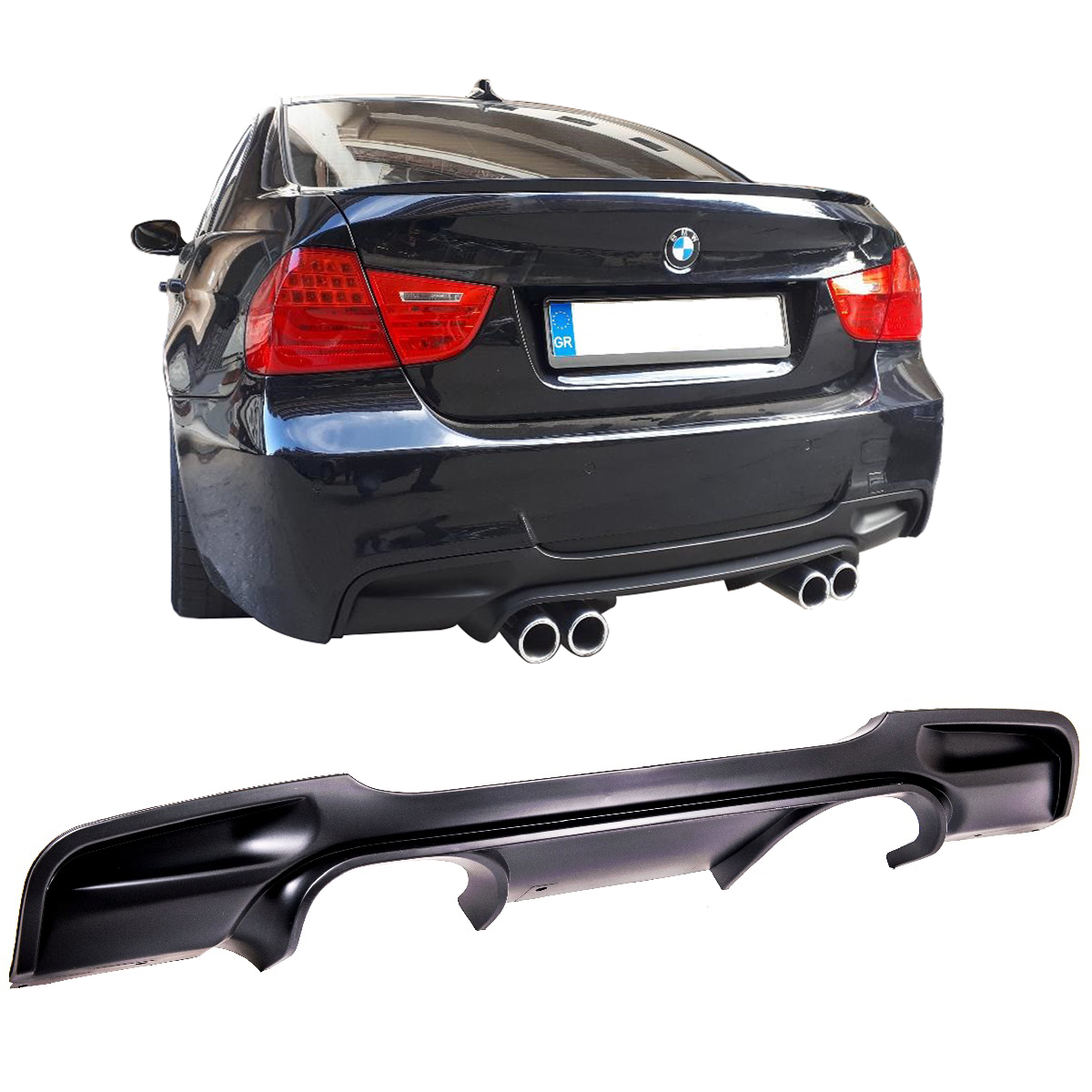 CSL look diffuser passend voor BMW 3 serie E90 en E91 met M pakket achterbumper