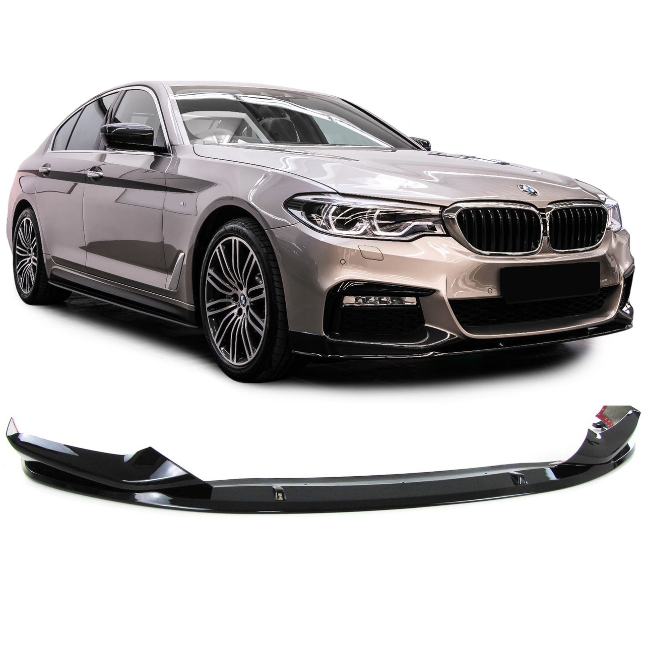 Frontlip glanzend zwart passend voor BMW 5 serie G30 en G31 M pakket