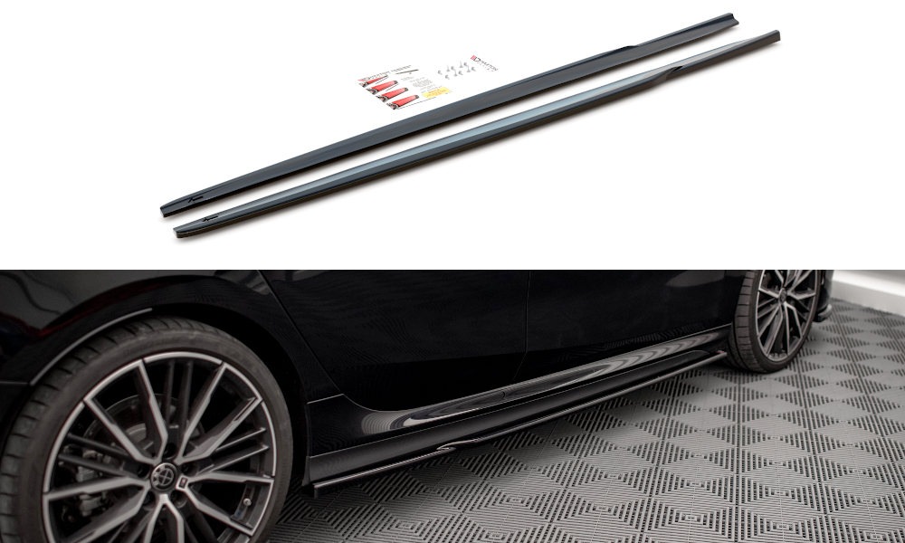 Glanzend zwarte sideskirt aanzets passend voor BMW 2 serie F44 met M pakket sideskirts  Maxton Design versie 1