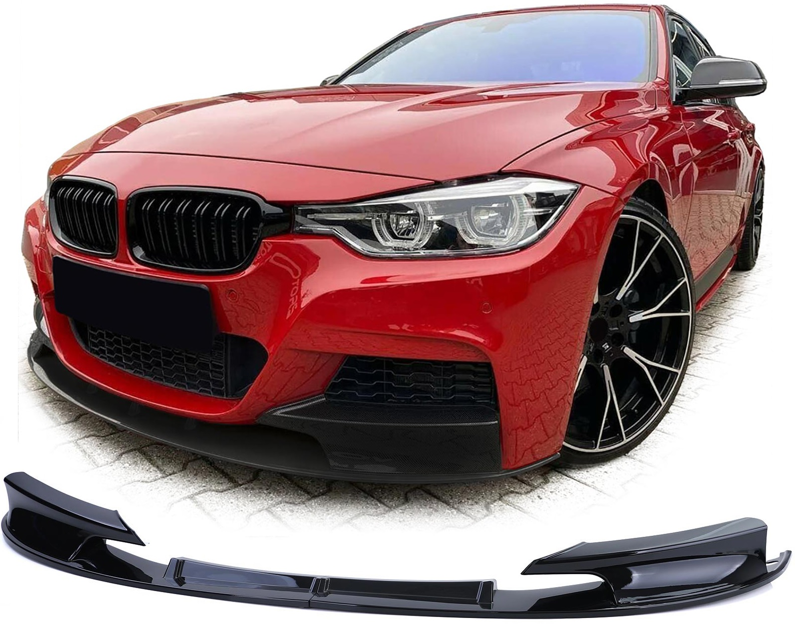 Performance look frontspoiler 2-delig  glanzend zwart passend voor BMW 3 serie F30 en F31 M pakket