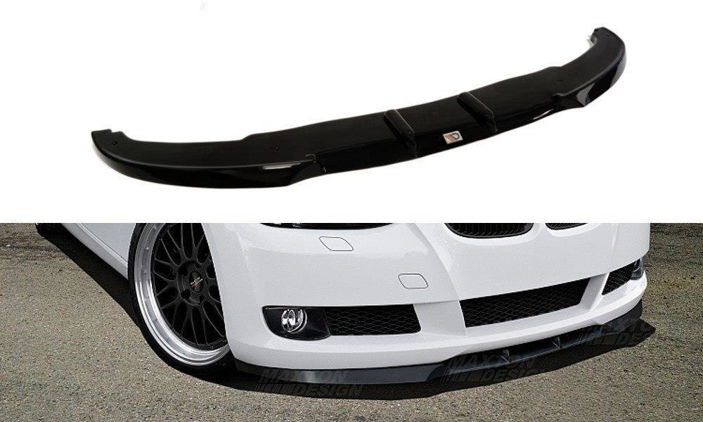 Front spoiler glanzend zwart passend voor BMW 3 serie E92 en E93 model 2006 - 2010 met standaard voorbumper Maxton Design