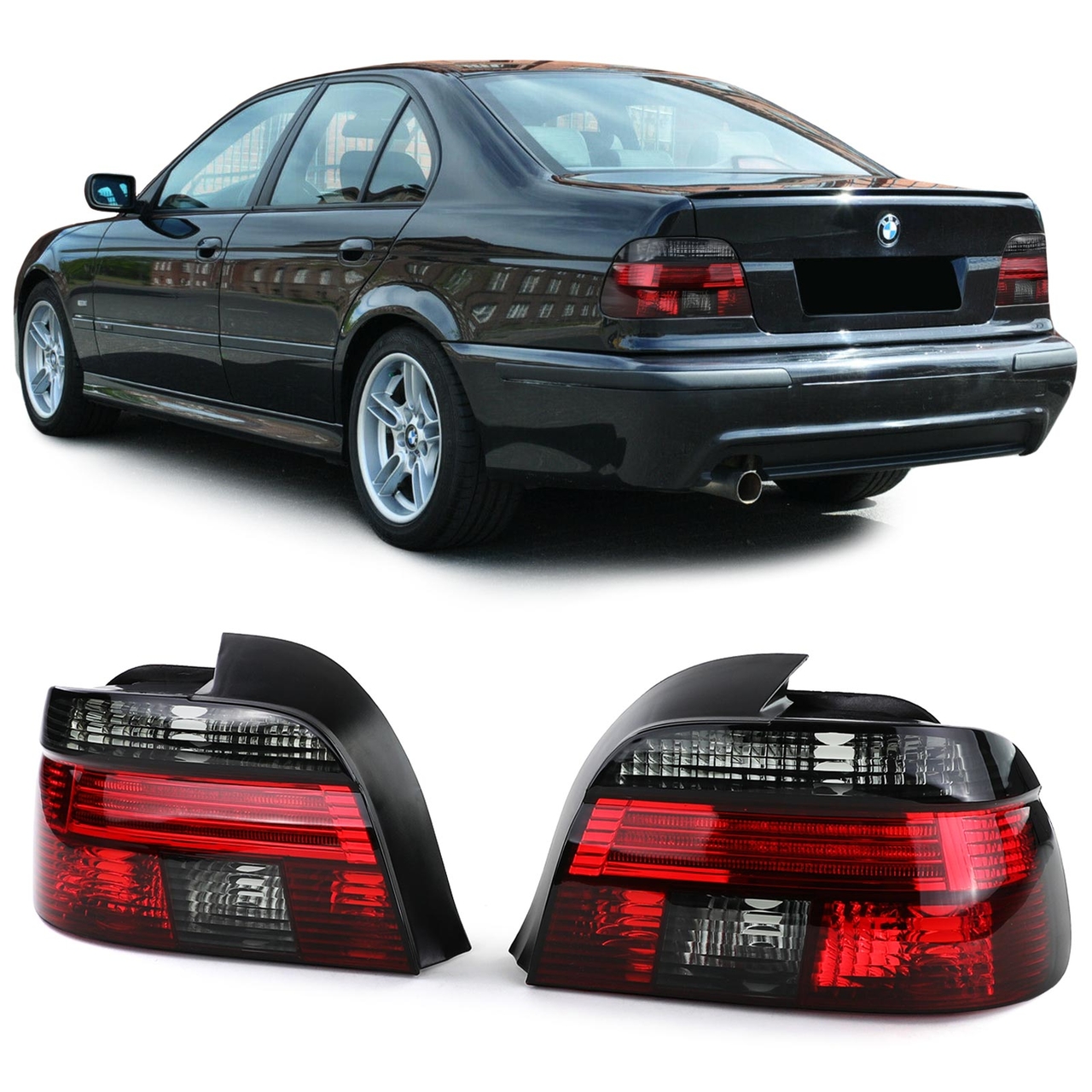 Achterlichten rood / smoke passend voor BMW 5 serie E39 sedan model 1995 - 2000