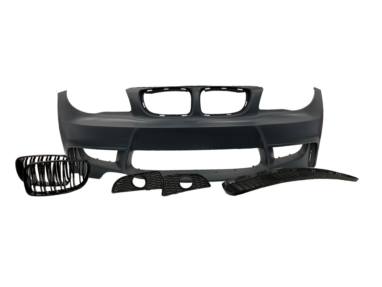 EVO look 2 voorbumper inclusief dubbelspijls grillen passend voor BMW 1 serie EVO look 2 bumper E81 E82 E87 E88 (ook LCI)