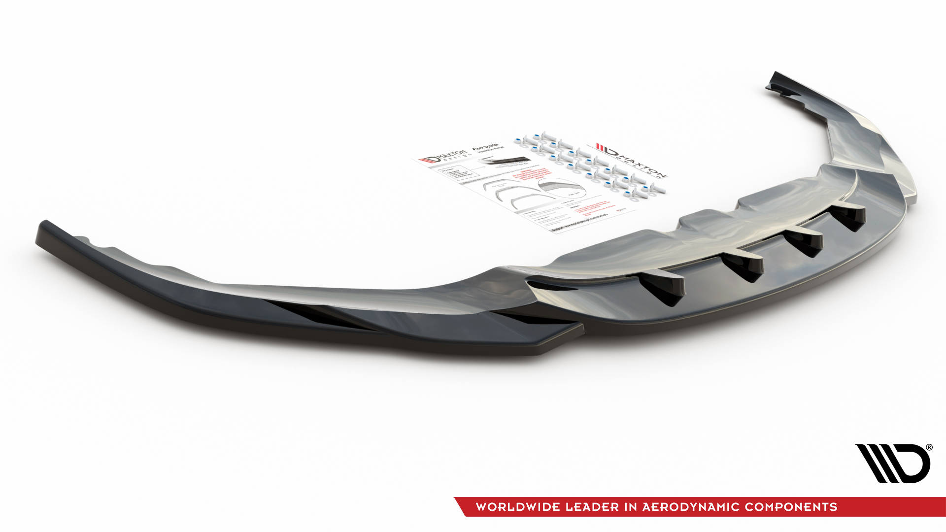 Frontsplitter glanzend zwart versie 4 passend voor BMW 8 serie G14, G15 en G16  met M pakket voorbumper Maxton Design