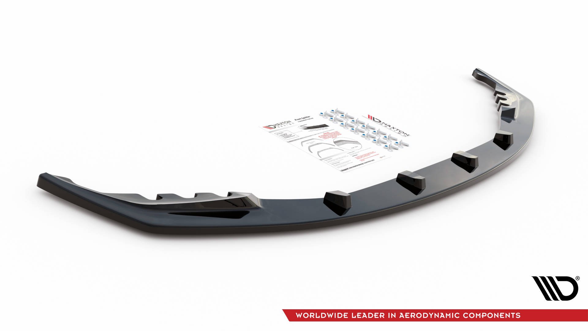 Glanzend zwarte frontsplitter passend voor de BMW M3 G80 en M4 G82 versie 1 Maxton Design