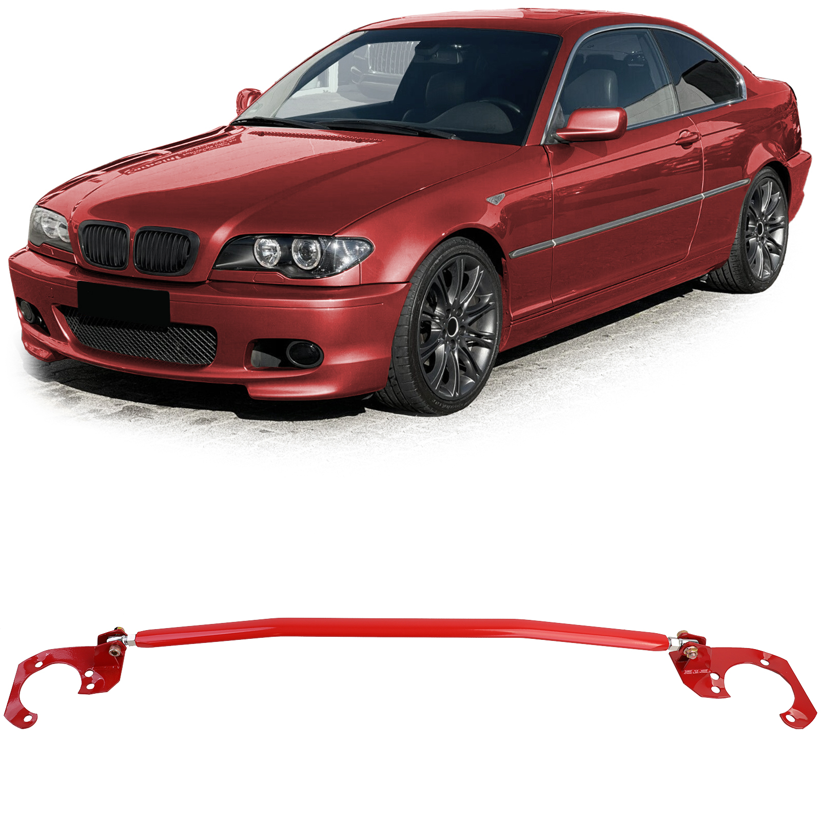 Aluminium veerpootbrug rood passend voor BMW 3 serie E46 6 cilinder benzine