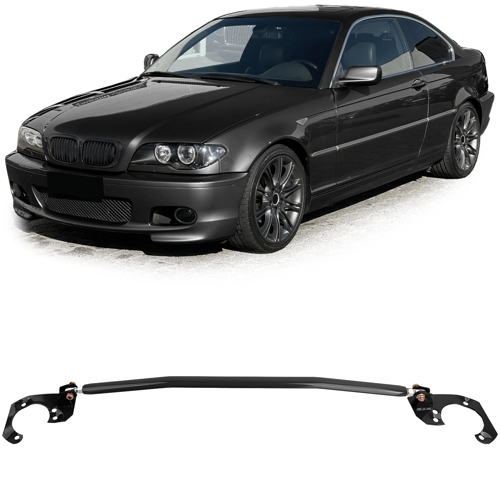 Aluminium veerpootbrug zwart passend voor BMW 3 serie E46 6 cilinder benzine