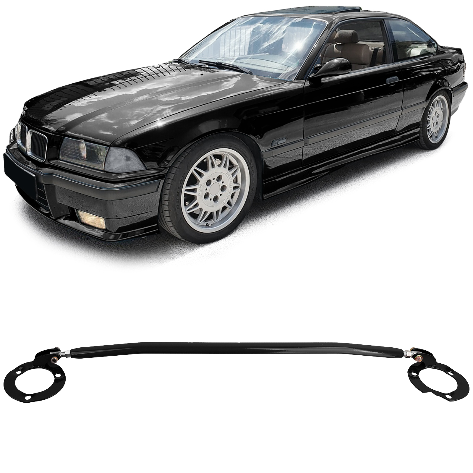 Aluminium veerpootbrug zwart passend voor BMW 3 serie E36 6 cilinder benzine