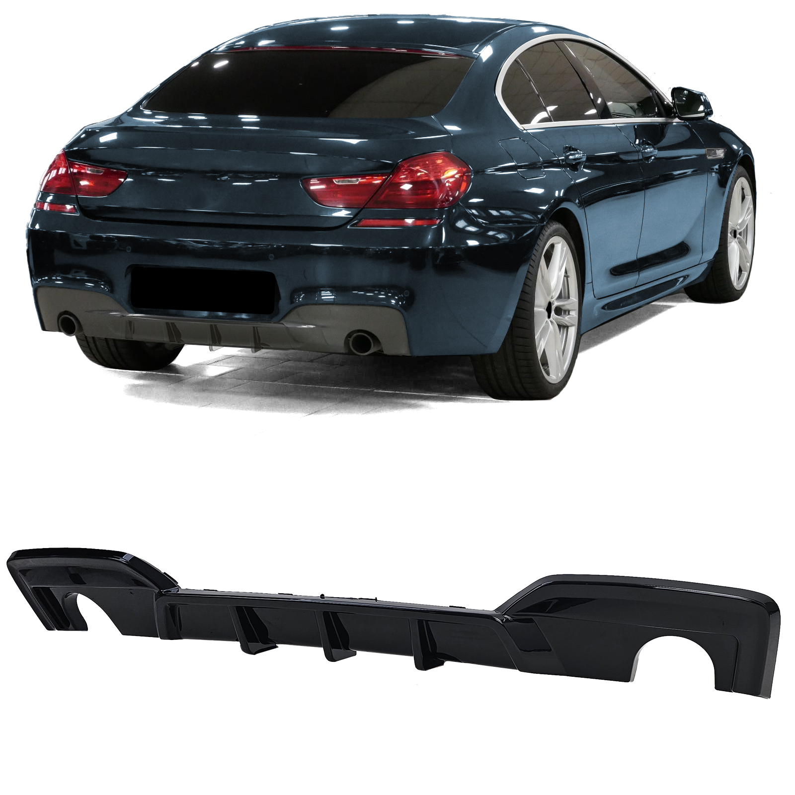 Diffuser glanzend zwart passend voor BMW 6 serie F06, F12 en F13 640d, 640i en 650i