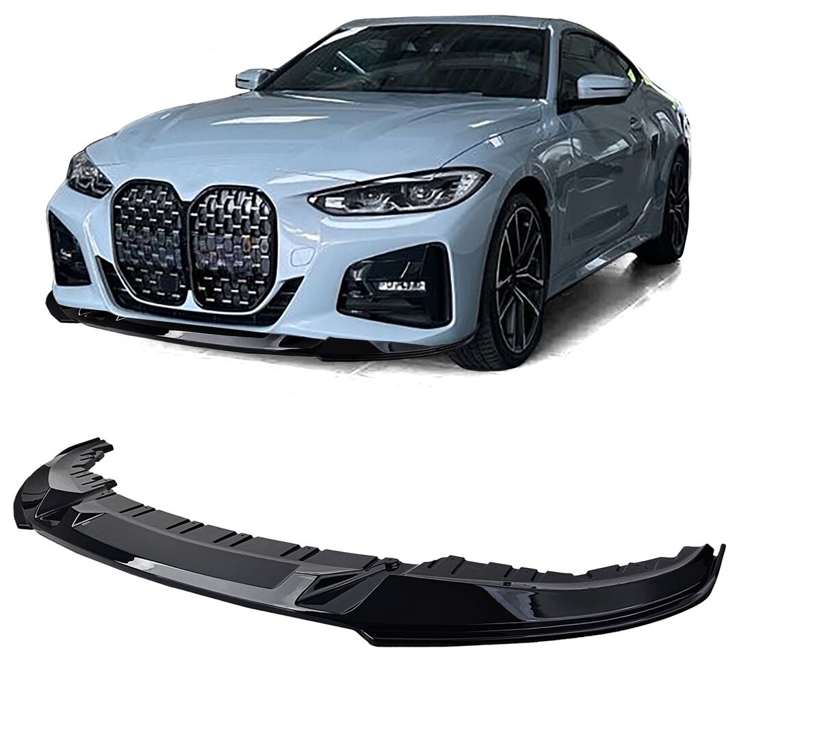 Frontlip glanzend zwart passend voor BMW 4 serie G26 Gran Coupe met M pakket voorbumper
