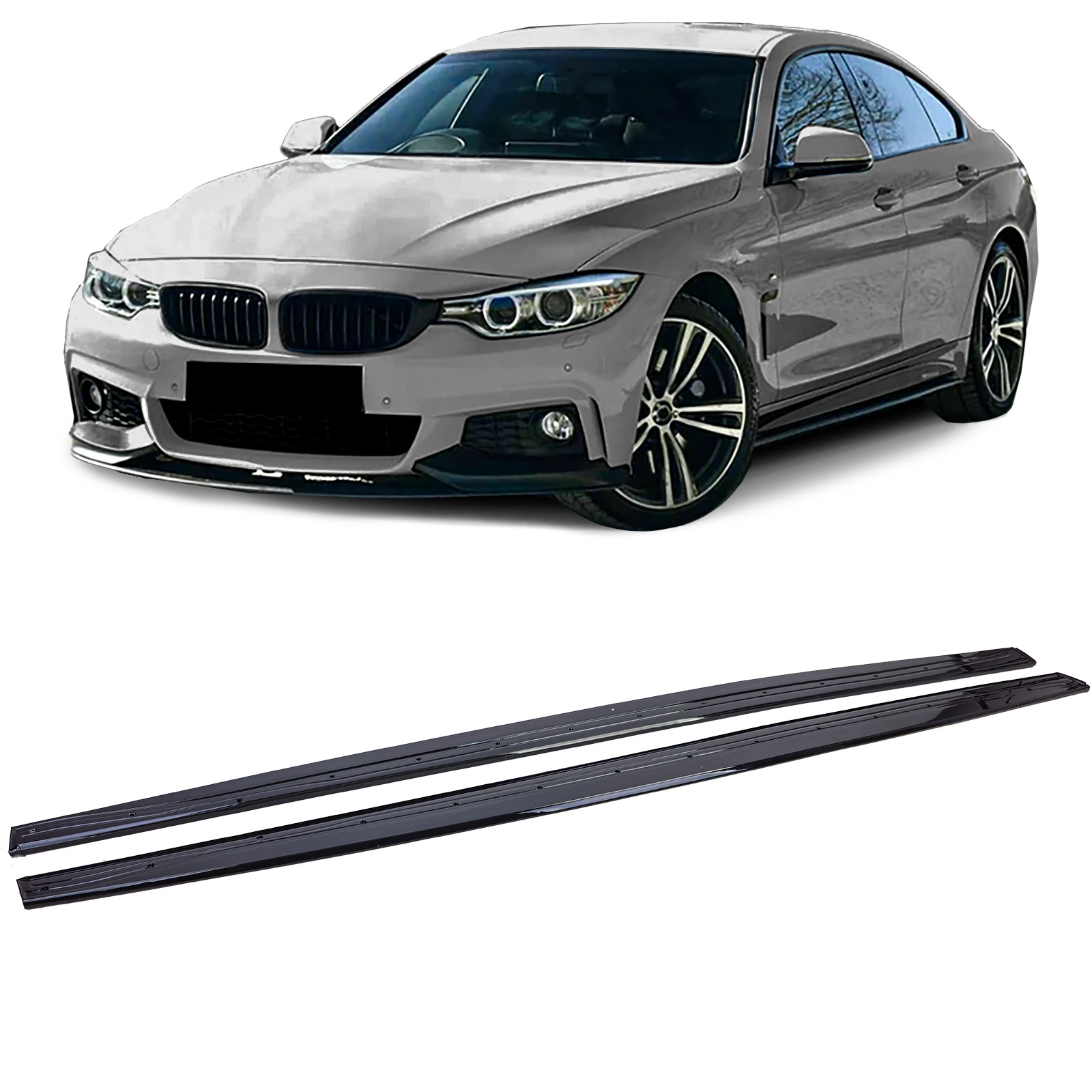 Performance look aanzets glanzend zwart passend voor BMW 4 serie F32, F33 en F36 met M pakket sideskirts