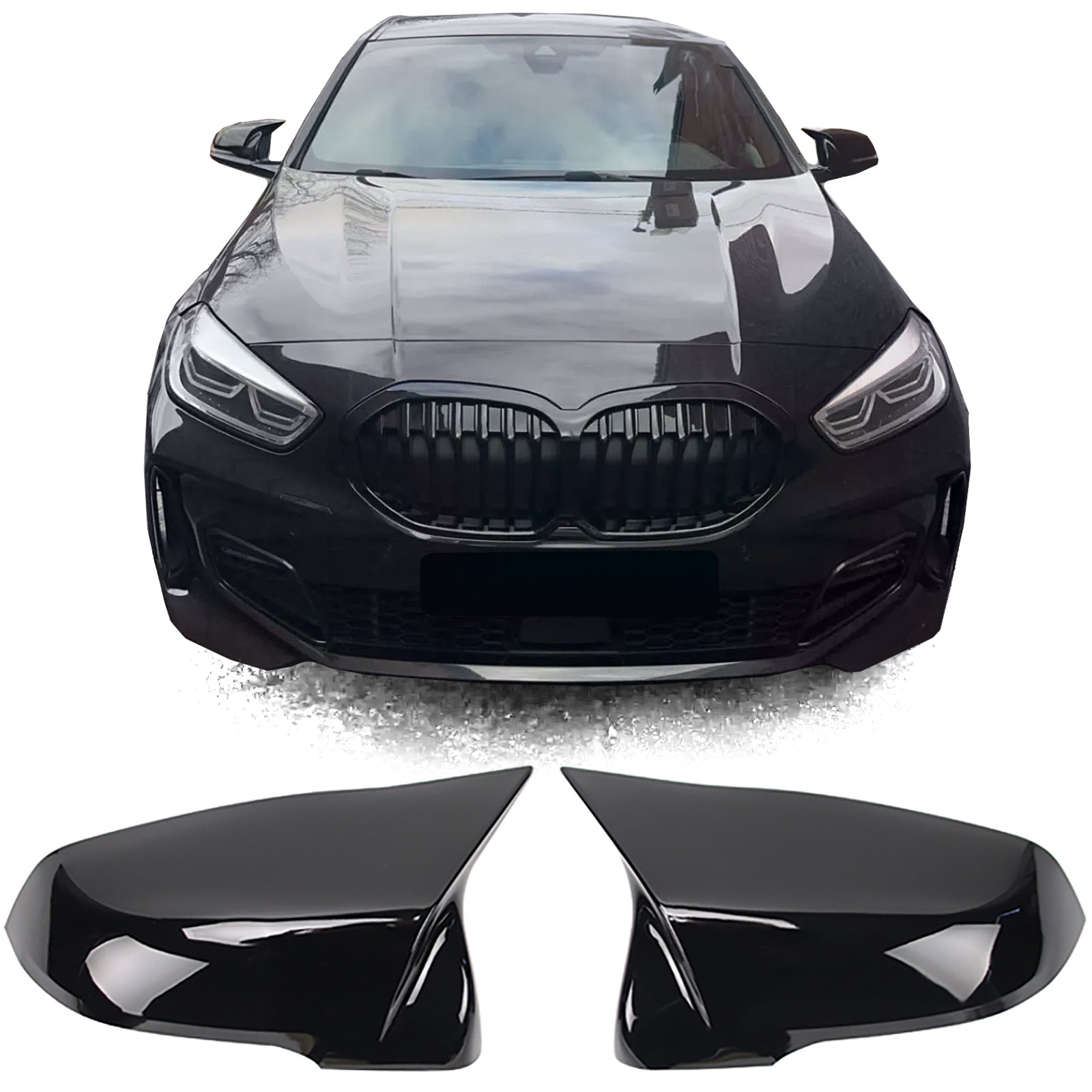 Spiegelkappen EVO glanzend zwart passend voor BMW 1 serie F40, 2 serie F44, X1 F48, X2 F39 en Z4 G29