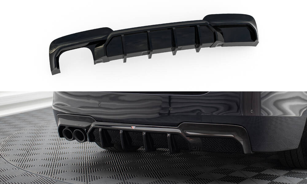 Diffuser glanzend zwart passend voor BMW 5 serie F10 en F11 met uitlaat links Maxton Design