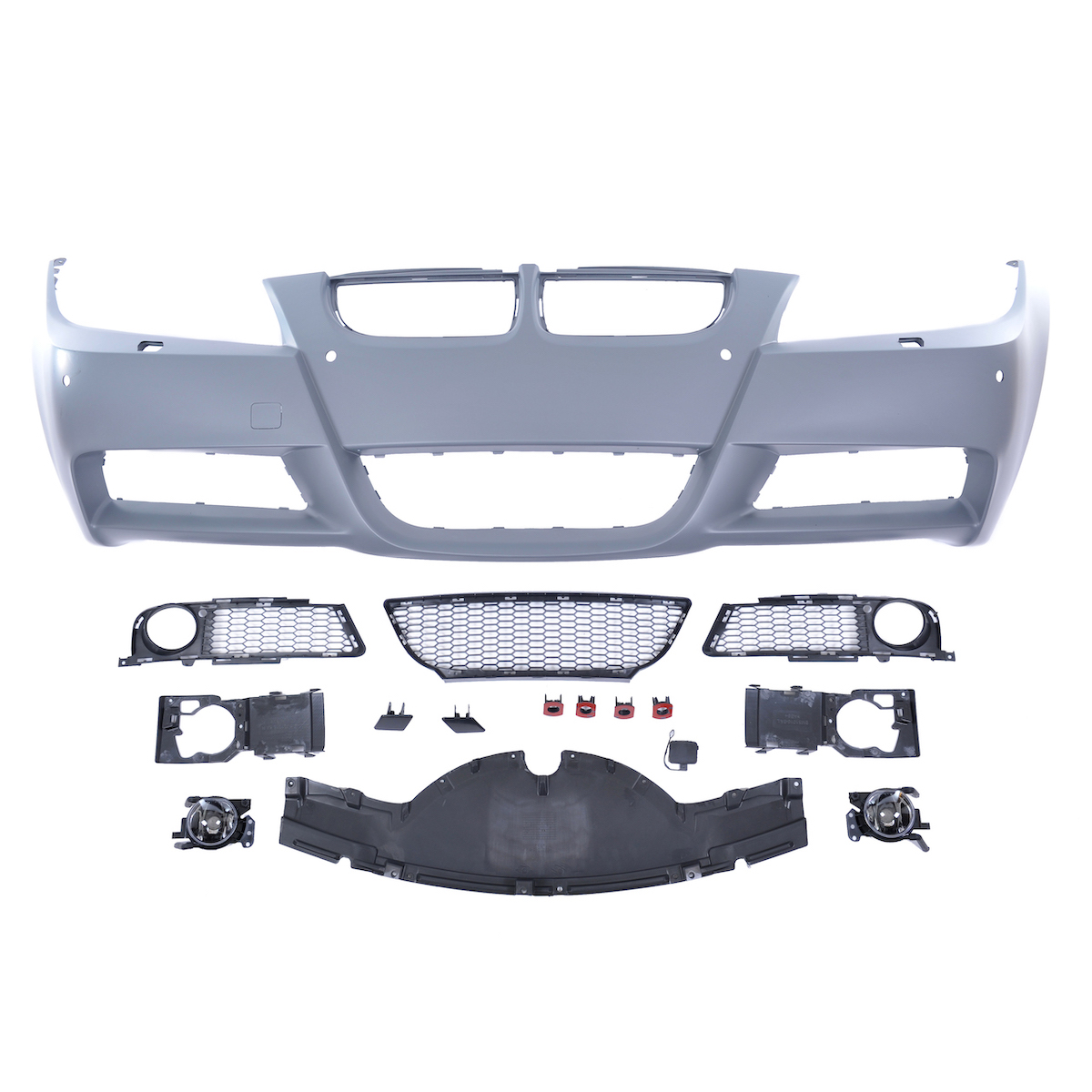 Sportlook voorbumper passend voor BMW 3 serie E90 en E91 model 2005 - 2008 met PDC en met koplampsproeiers
