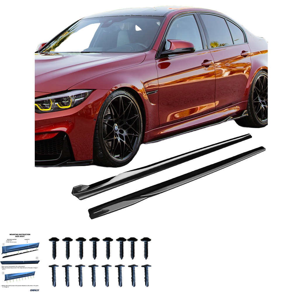 Glanzend zwarte sideskirts aanzets passend voor BMW M3 F80, M4 F82 en M4 F83