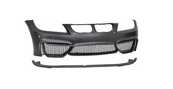 EVO 2 look voorbumper met frontlip passend voor BMW 3 serie E90 en E91 model 2005 - 2008 met parkeersensoren