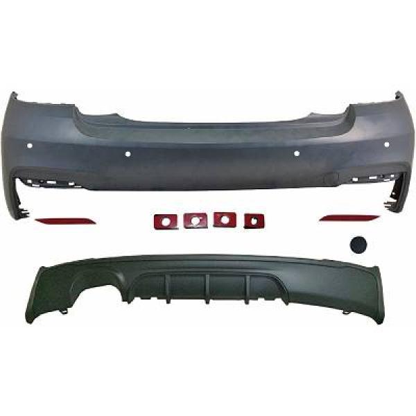 Performance look achterbumper passend voor BMW 2 serie F22 en F23 met parkeersensoren