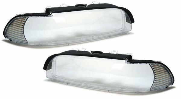 Koplampglazen met witte knipperlichten passend voor BMW 5 serie E39 facelift model 2000 - 2003